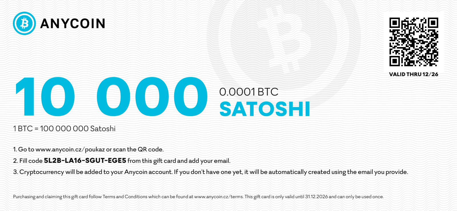 Anycoin | Darčekový poukaz